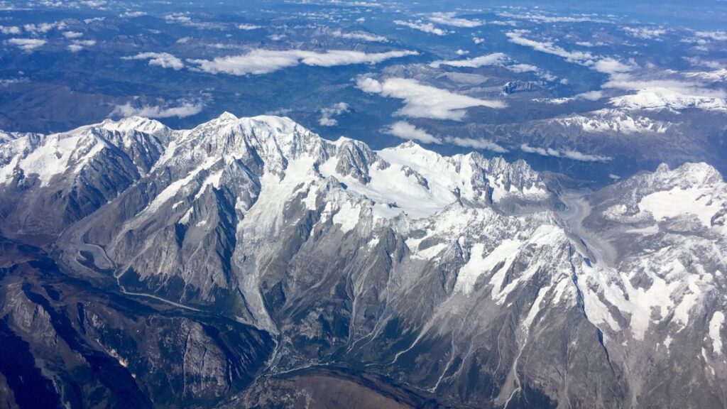 The Mont Blanc massif in the French and Italian alps